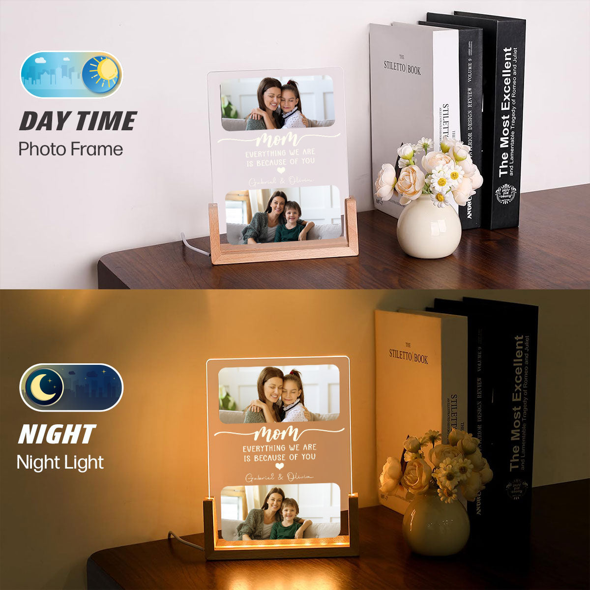 Custom Photo Mother's Day Gift for Mom Grandma • Forever Blessed To Have You - Personalized Night Light