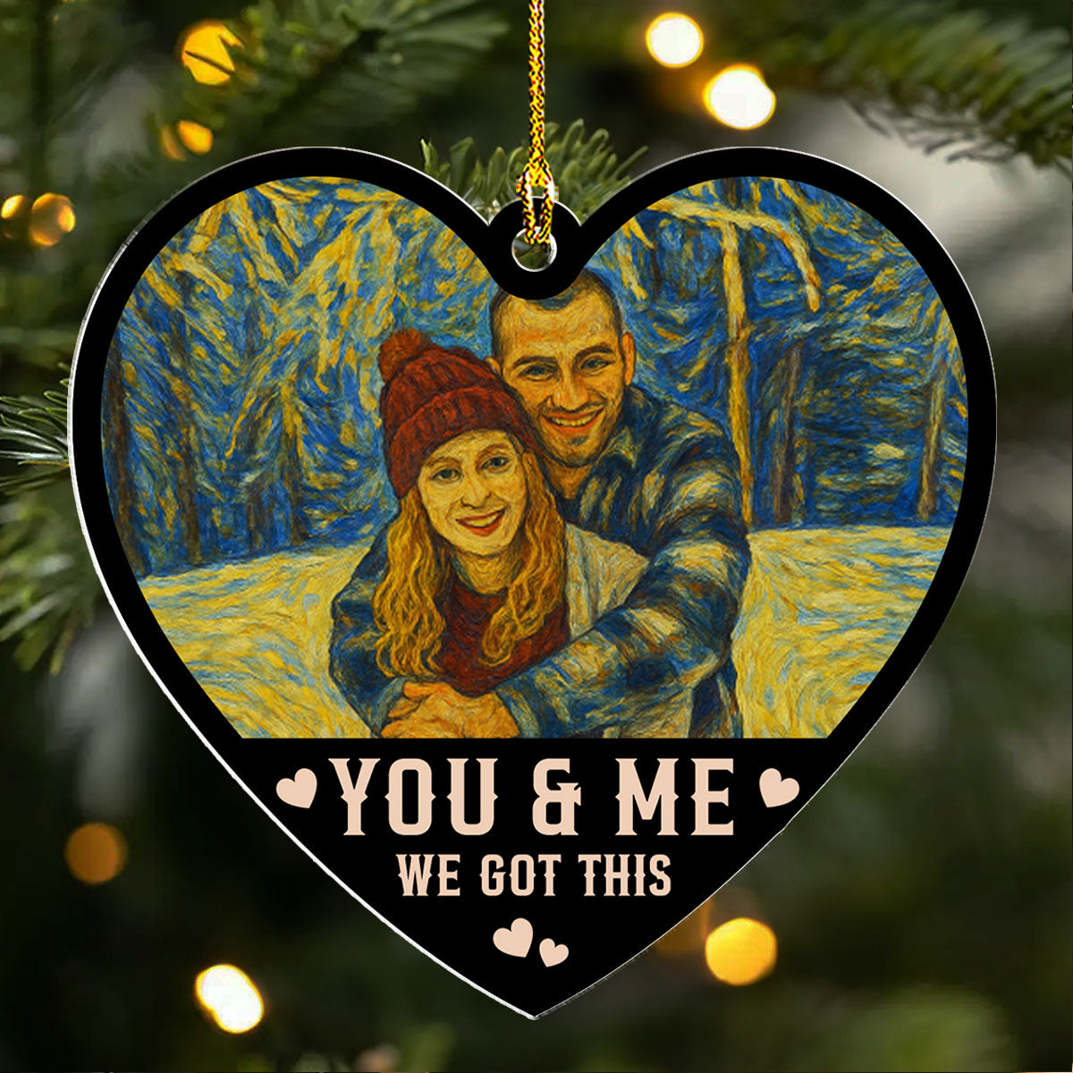 Custom Photo Couple Christmas Ornament, Anniversary Gift • No Refunds Just Love - Personalized Acrylic Ornament