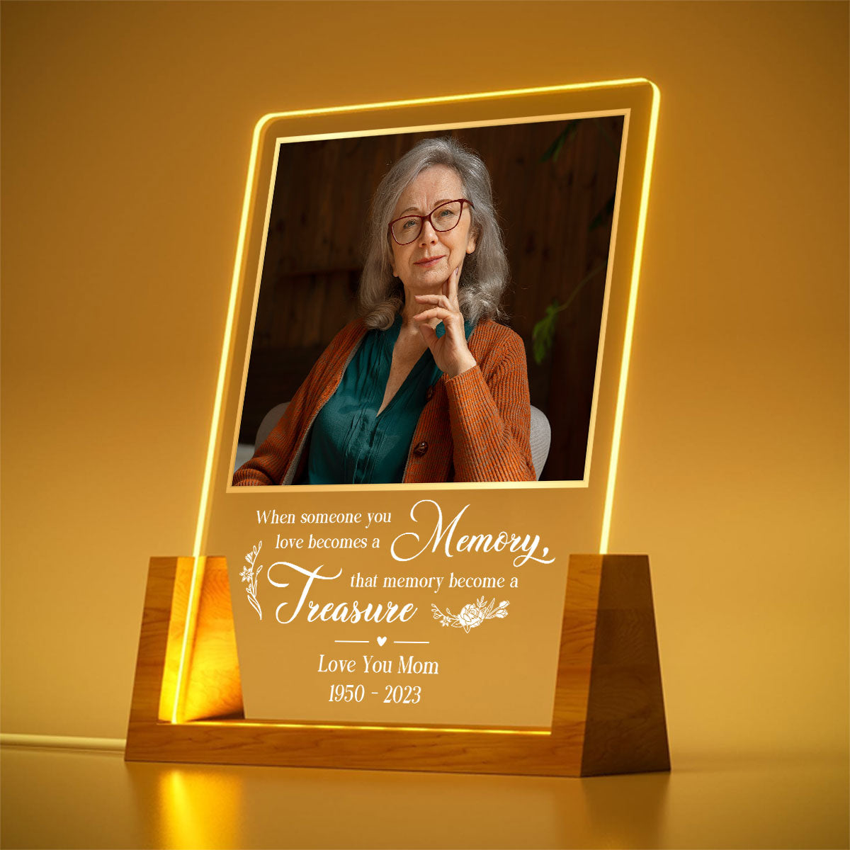 Custom Photo Memorial Gift, Sympathy Keepsake For Loved Ones • Love Turns Into Treasured Memories - Personalized Night Light