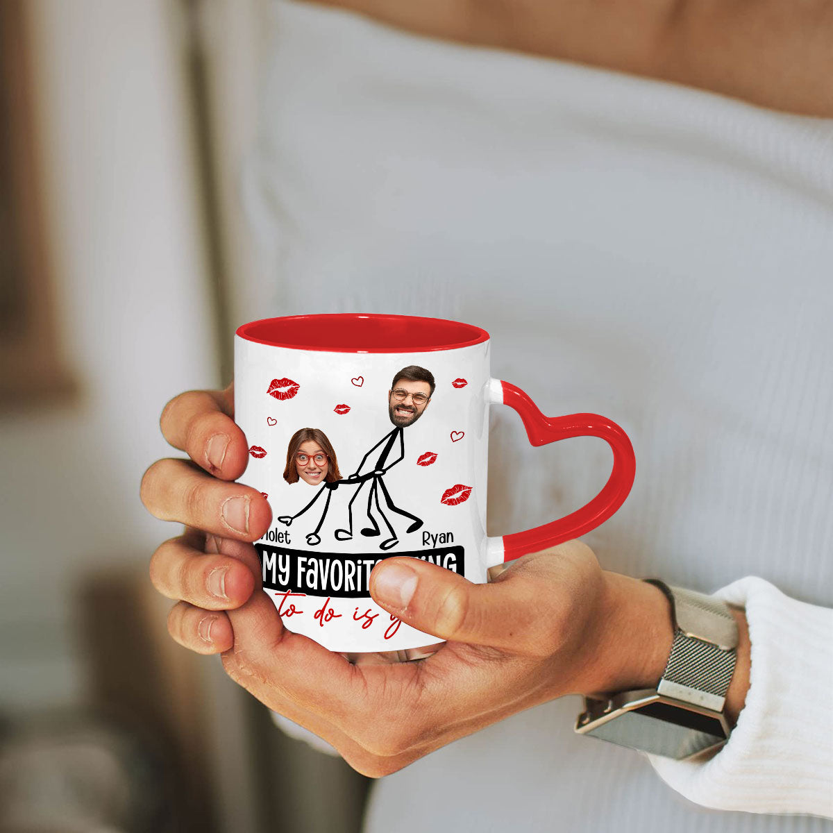 Custom Photo Anniversary Keepsake Gifts For Couple • My Favorite - Personalized Heart Handle Mug
