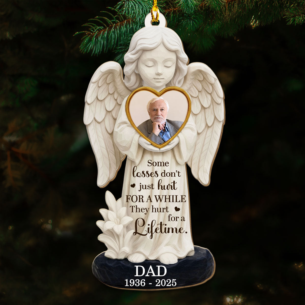 Custom Photo Memorial Christmas Ornament, Sympathy Keepsake • Missing You Always - Personalized 3D Effect Wood Ornament