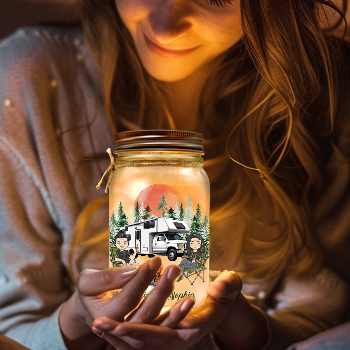 Sit By The Campfire - Personalized Mason Jar Light