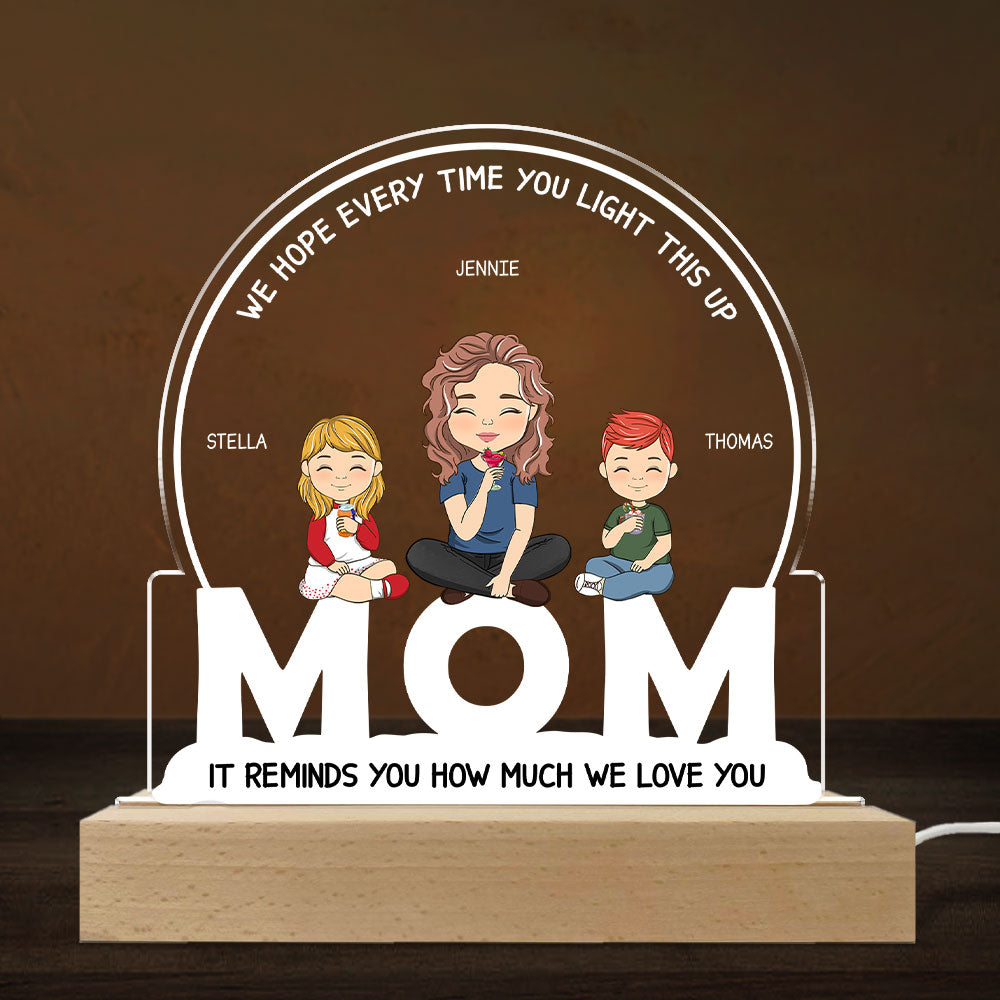 Custom Gift for Mom Grandma, Mother's Day Birthday • How Much I Love You - Personalized LED Light