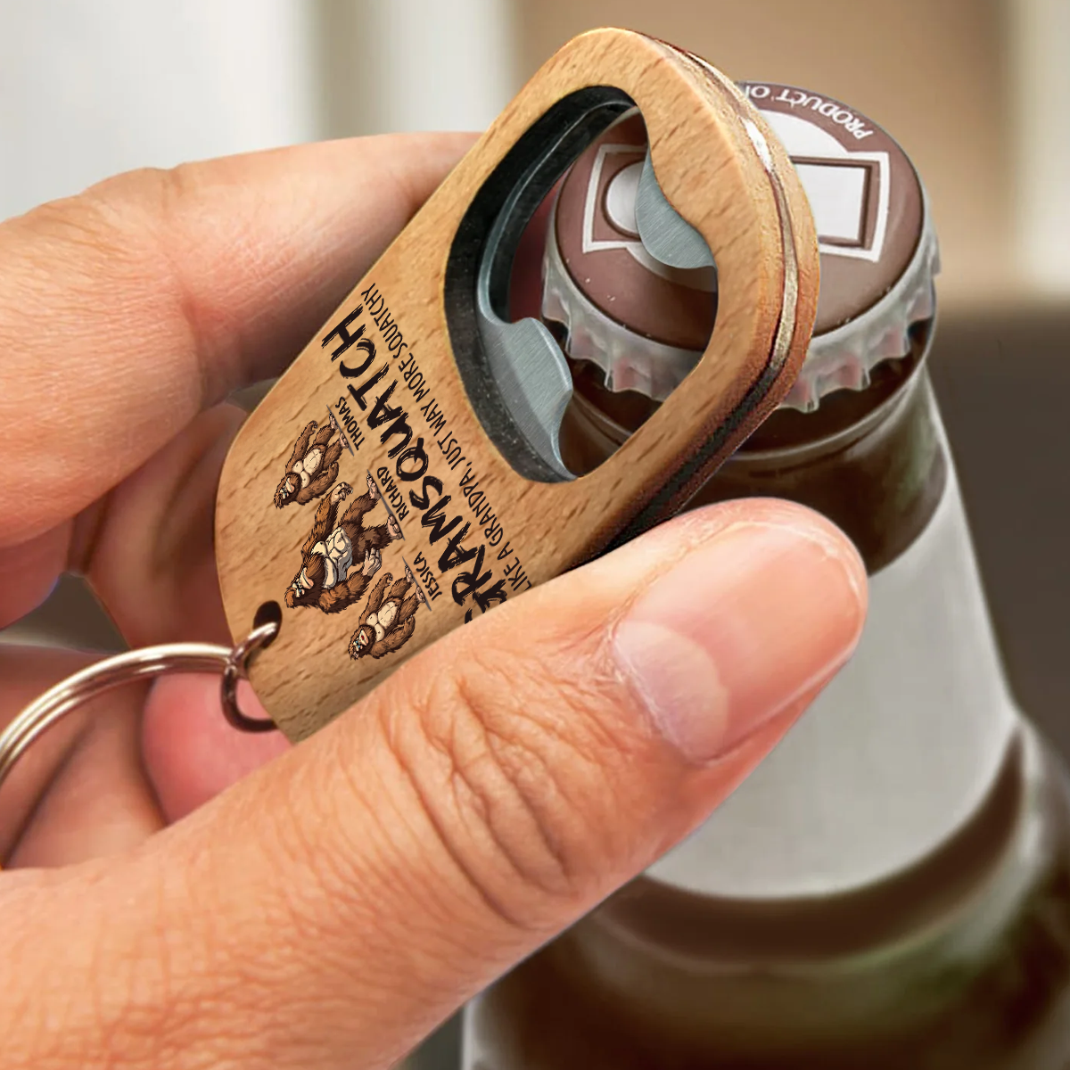 Like A Dad Just Way More Squatchy - Personalized Bottle Opener Keychain