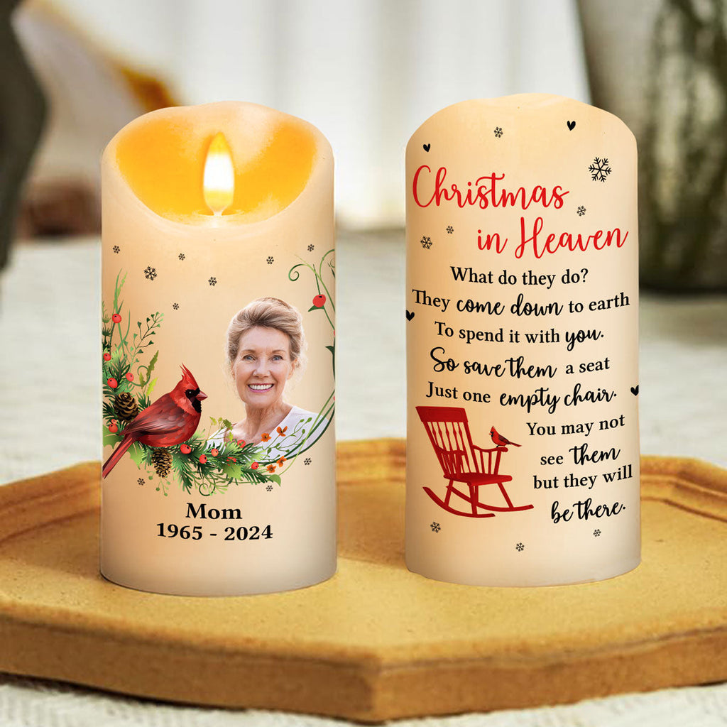 Christmas In Heaven Empty Chair - Personalized LED Candle