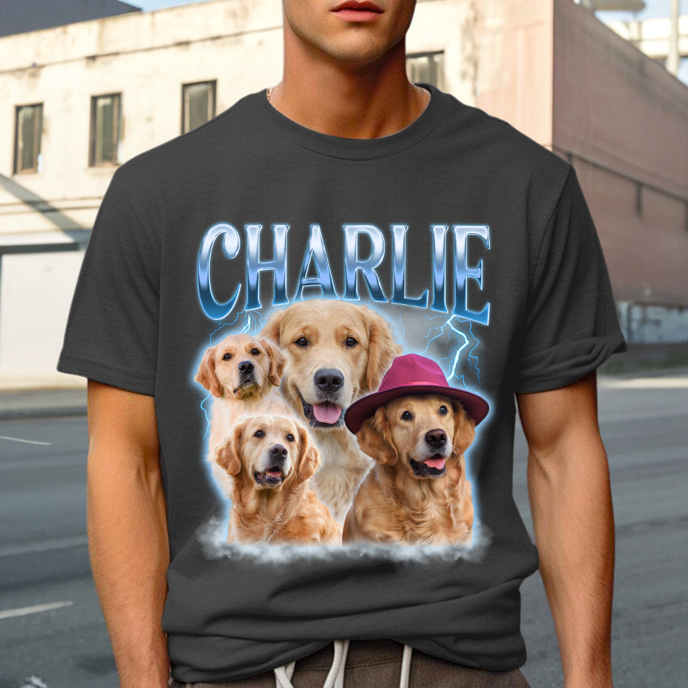 Custom Photo Christmas & Birthday Keepsake Gift • Pet Face Vintage Version 8 - Personalized Unisex T-shirt