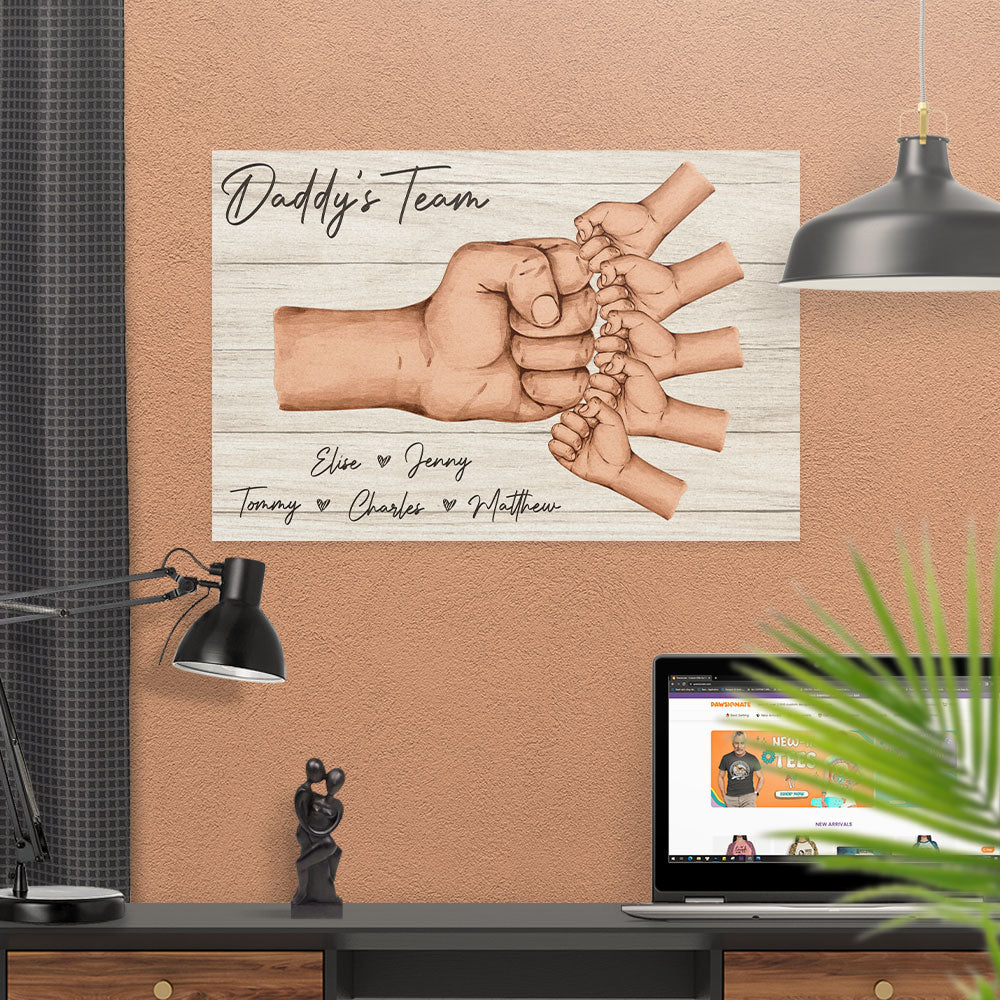 Daddy And Kids Together We Are A Team - Personalized Poster