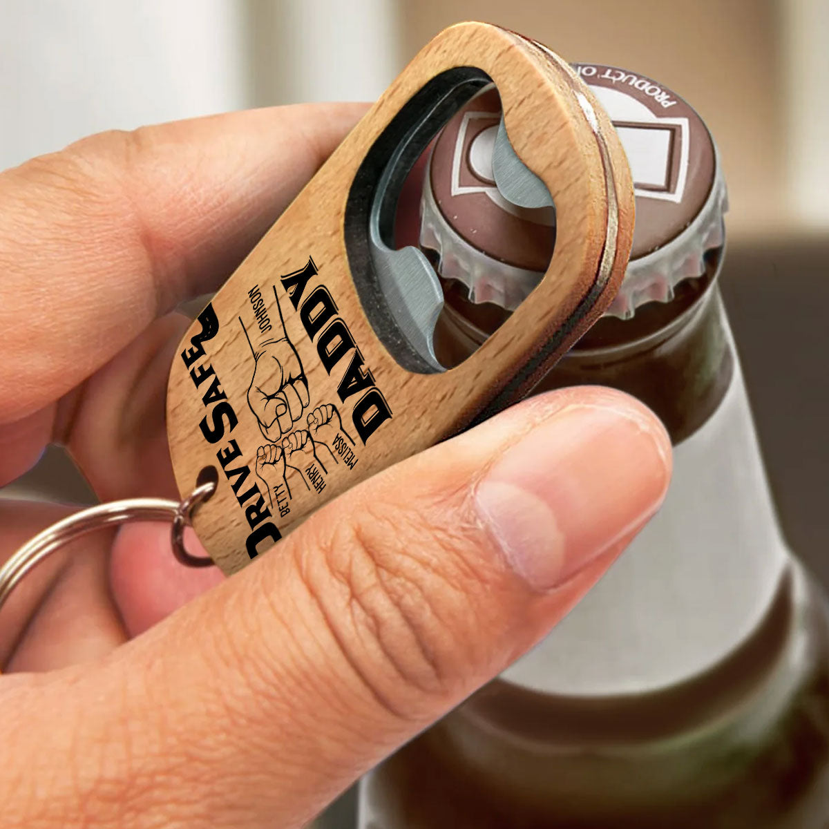 Drive Safe Daddy - Personalized Bottle Opener Keychain