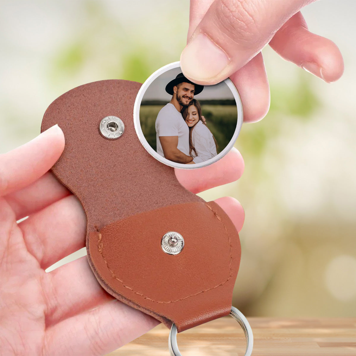 Custom Photo Coin Keychain for Husband, Couple Anniversary Valentine's Day Gifts • Take Me Everywhere - Personalized Pocket Hug