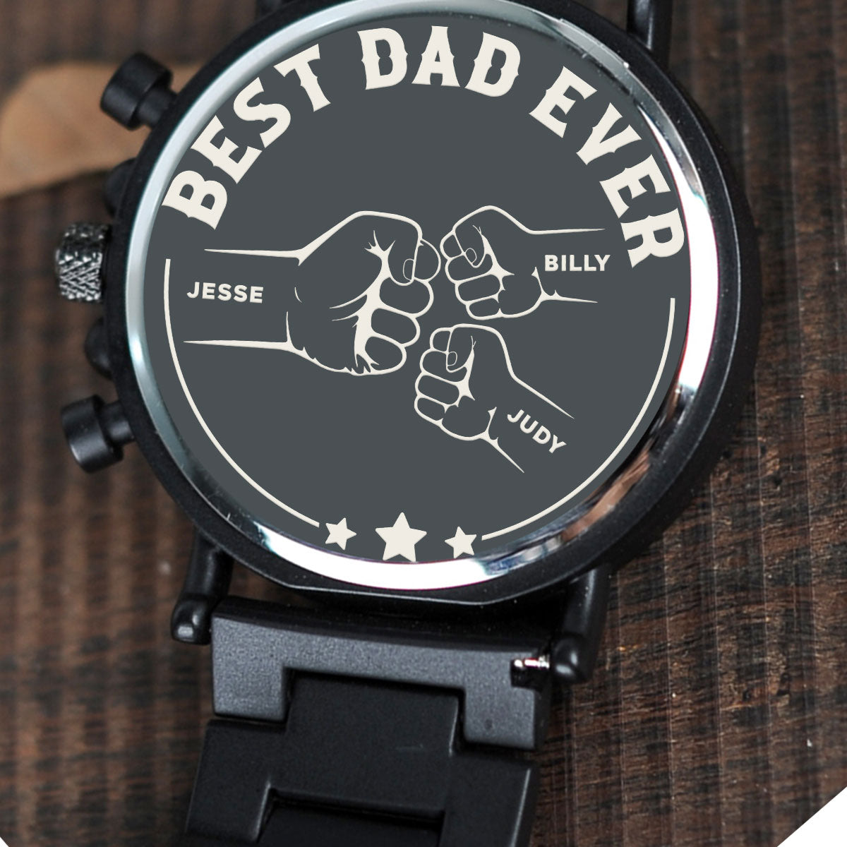 The Best Dad Ever - Personalized Engraved Wooden Watches GQ026