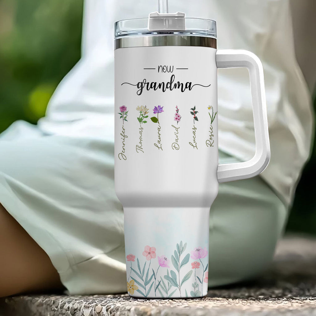 Custom Mother's Day Birthday Gifts For Mom, Grandma • First Mom Now Grandma - Personalized 40 Oz Tumbler