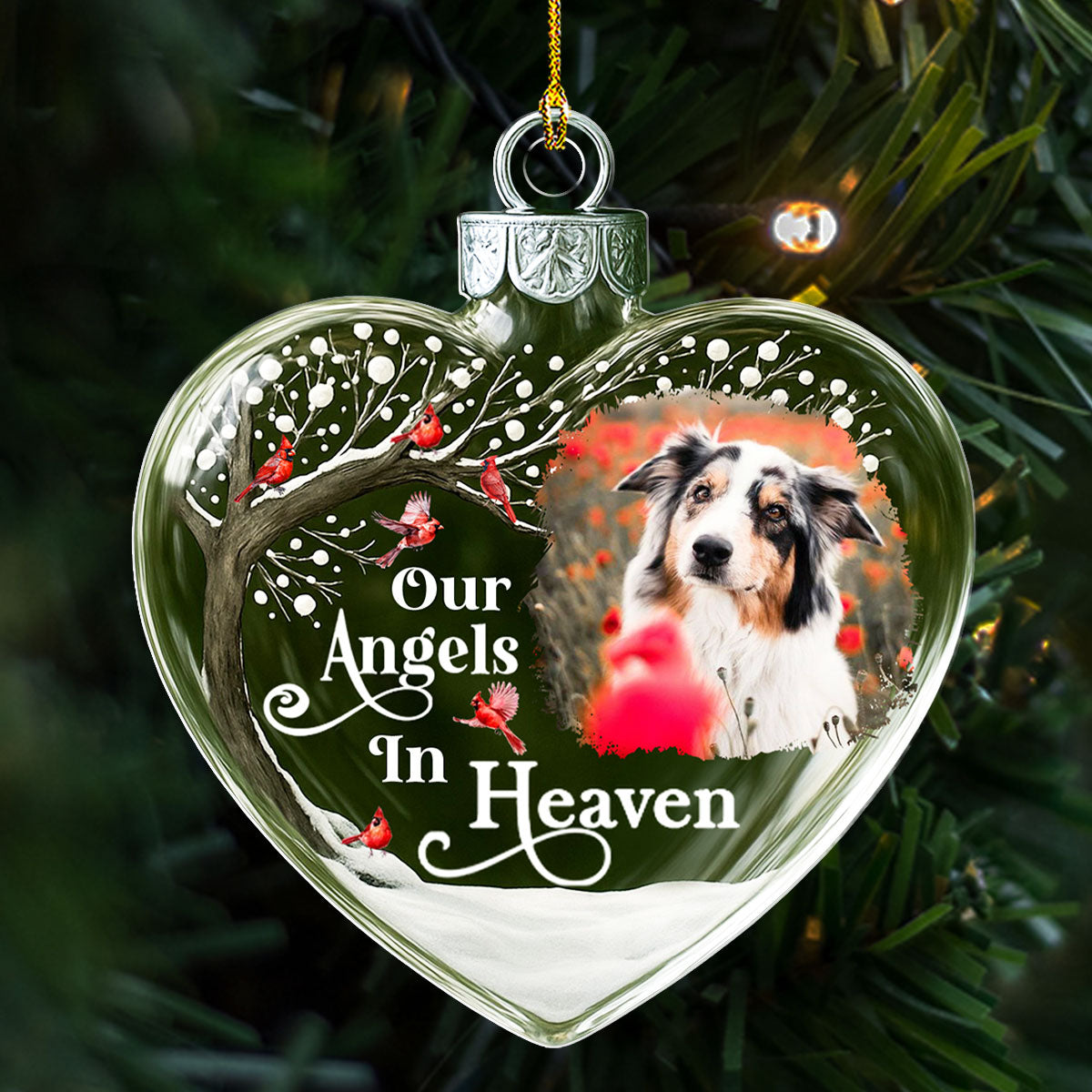 Custom Photo Memorial Christmas Ornament, Sympathy Keepsake • Our Angels In Heaven - Personalized Acrylic Ornament