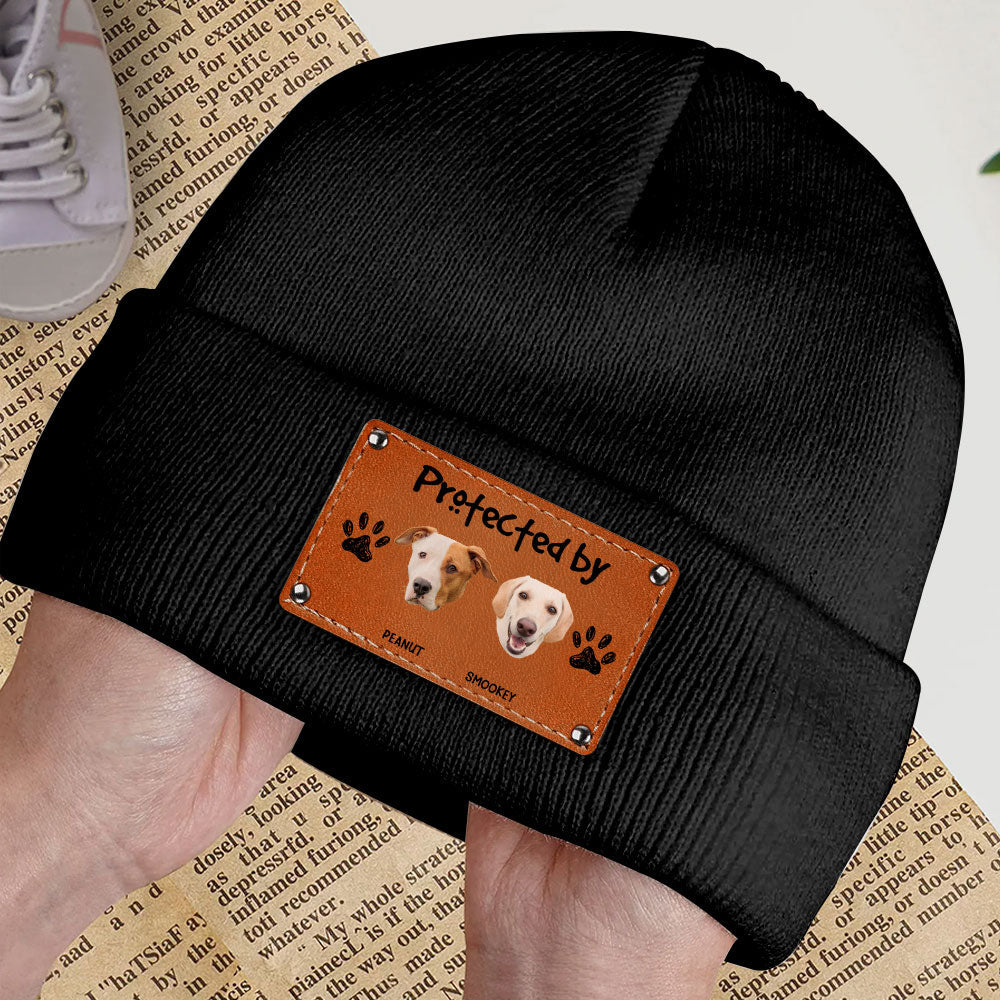 Custom Newborn Baby Beanie, Christmas Birthday Gift • Protected By Pets Photo - Personalized Beanie