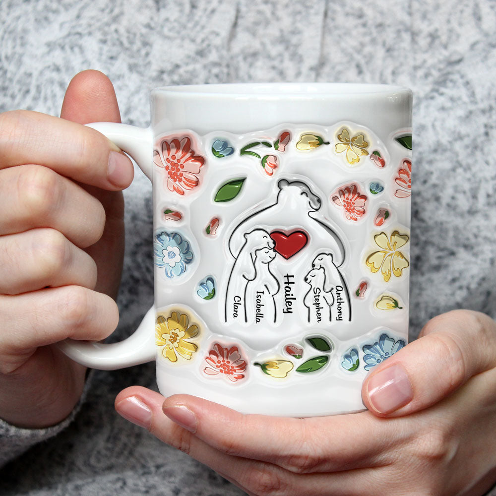 Custom Christmas & Birthday Gift for Mom • Mama Bear - Personalized 3D Inflated Effect Mug