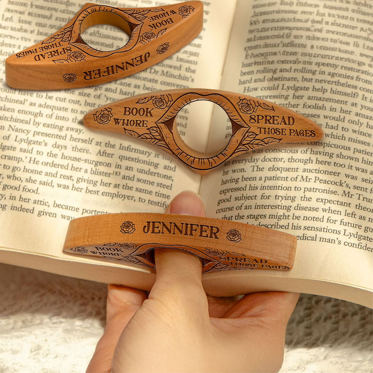 Custom Christmas Birthday Bookish Gifts For Book Lovers, Bookworms, Readers • Spread Those Pages Gift For Book Lovers - Personalized Book Page Holder