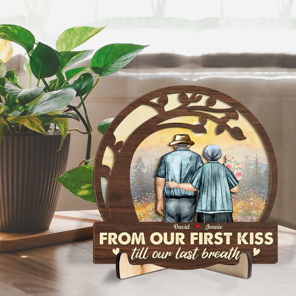 Custom Couple's Decor, Anniversary & Wedding Gift • From Our First Kiss - Personalized Wooden Plaque