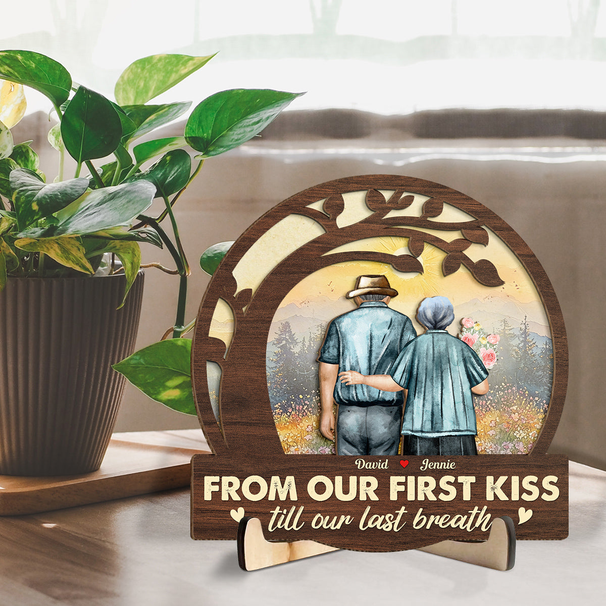 Custom Couple's Decor, Anniversary & Wedding Gift • From Our First Kiss - Personalized Wooden Plaque