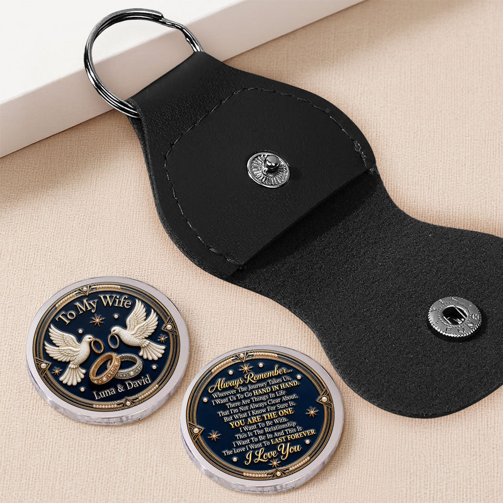 Custom Coin Keychain for Wife, Couple Anniversary Valentine's Day Gifts • Always Remember - Personalized 3D Printing Pocket Hug
