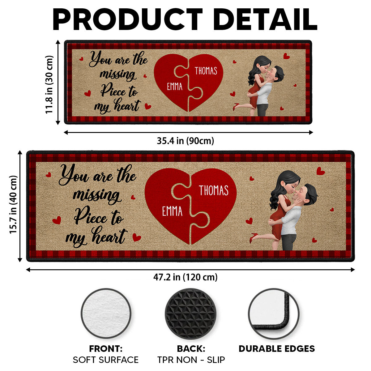 Custom Couple Rug, Anniversary Housewarming Gift For Wife Husband • You Are The Missing Piece - Personalized Runner Rug