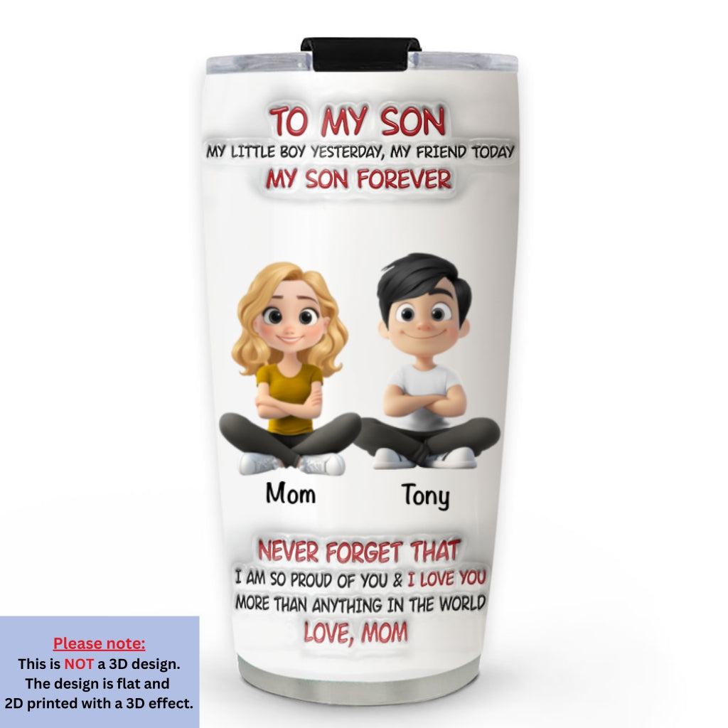 Custom Christmas Birthday Gifts For Son • Mommy And Son Forever - Personalized 3D Inflated Effect Tumbler