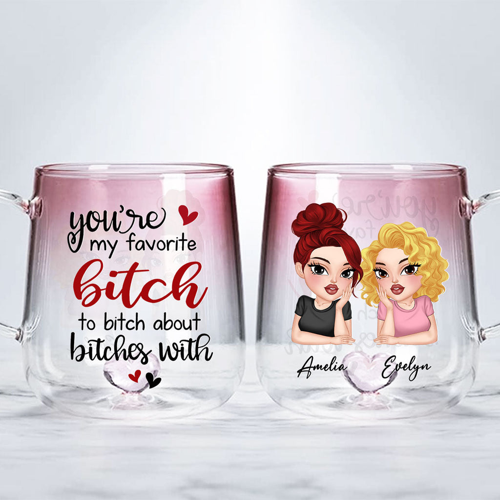 Custom Best Friend, Christmas & Birthday Friendship Keepsake Gift • You Are My Favorite - Personalized Pink Gradient Glass Mug
