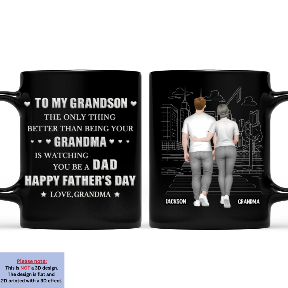Custom Father's Day Gift for Grandson • Grandma Watching You Grow - Personalized 3D Inflated Effect Mug