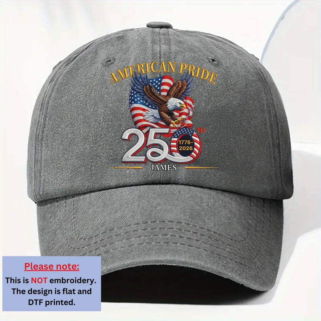 America Pride - Personalized Vintage Washed Denim Cap