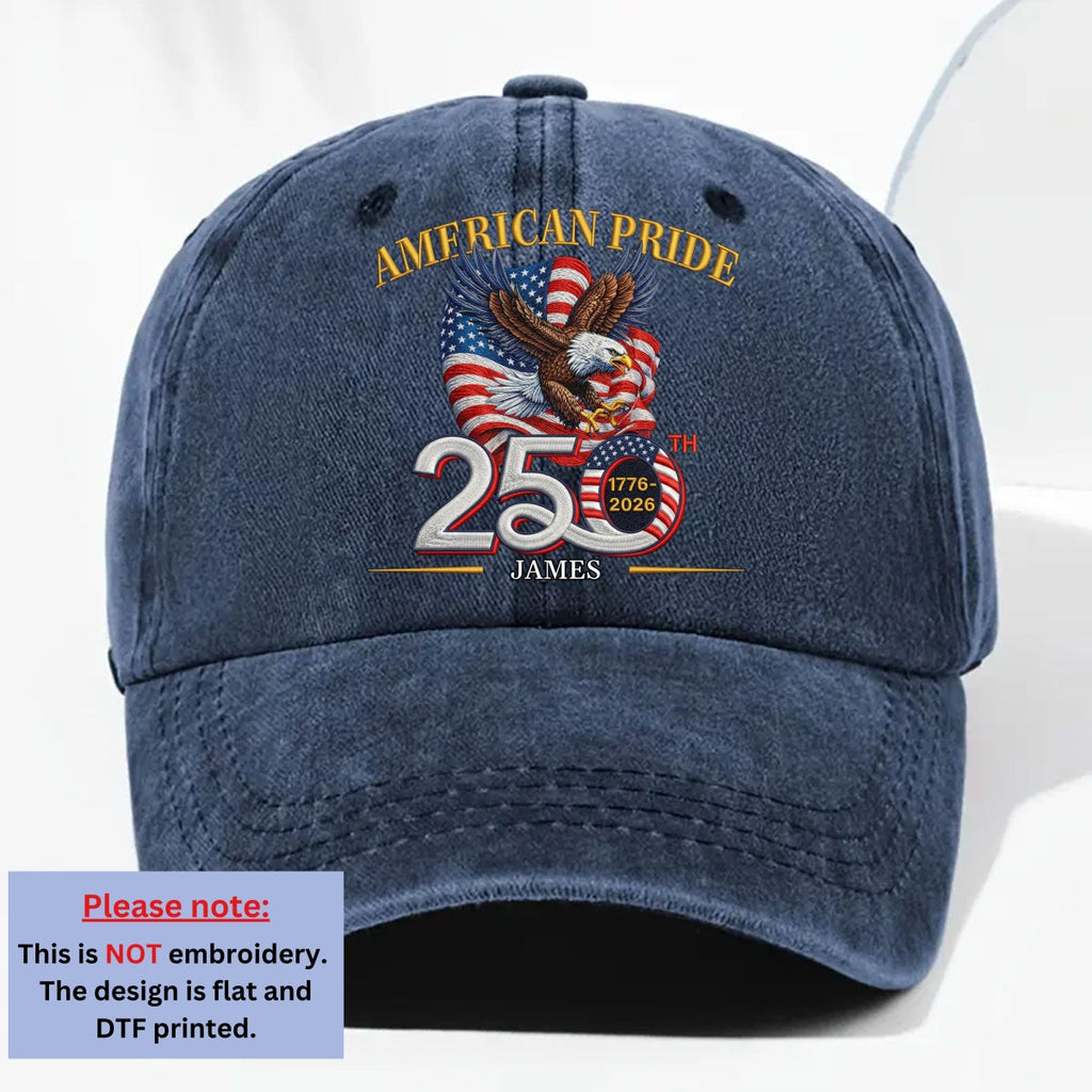 America Pride - Personalized Vintage Washed Denim Cap