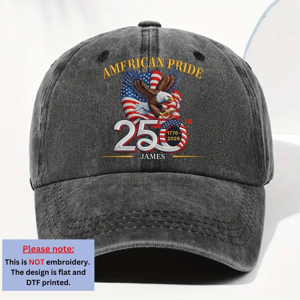 America Pride - Personalized Vintage Washed Denim Cap