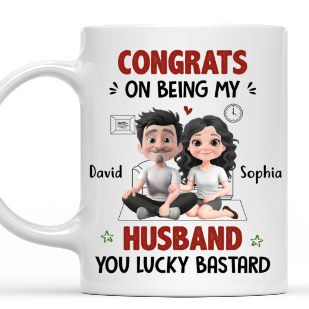 Custom Anniversary Keepsake Gifts For Couple • My Husband Won The Jackpot - Personalized Coffee Mug