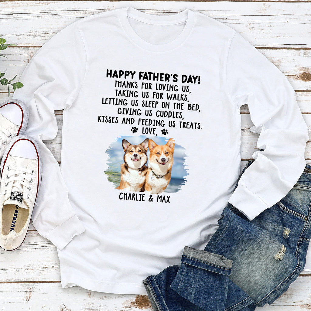 Custom Photo Christmas & Birthday Keepsake Gift • Thanks For Loving Me Dad Photo - Personalized Long Sleeve T-Shirt