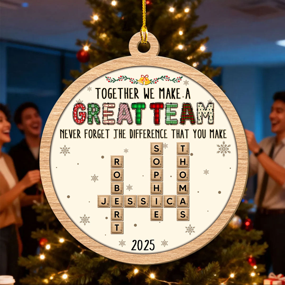 Custom Coworker Christmas Ornament, Team Appreciation Gift •  Amazing Team - Personalized 3D Effect Wood Ornament