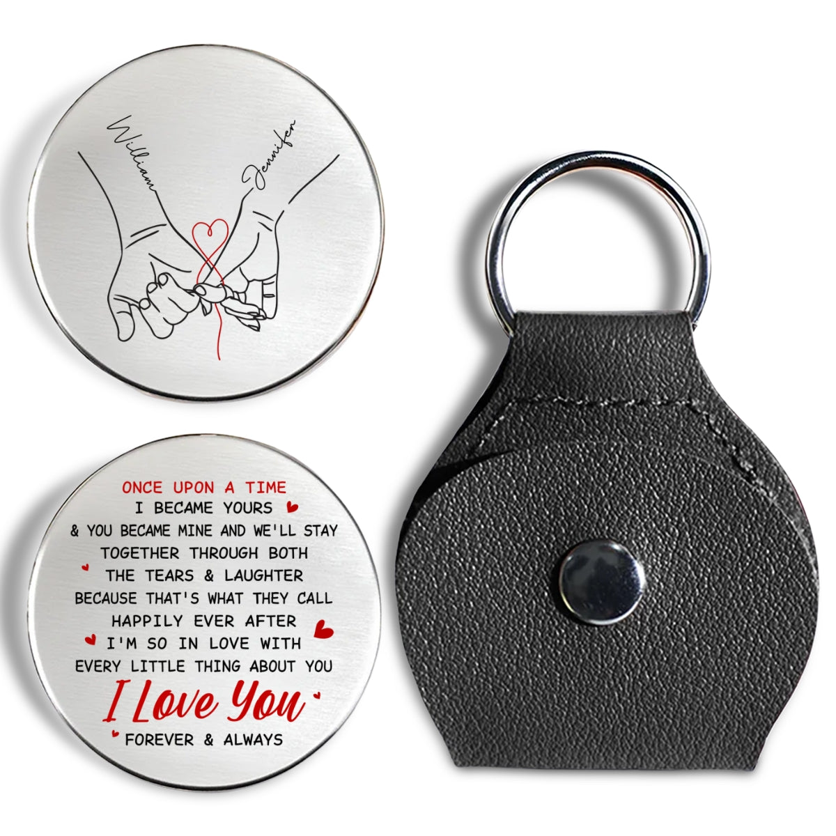Custom Coin Keychain for Wife, Couple Anniversary Valentine's Day Gifts • Once Upon A Time - Personalized Pocket Hug