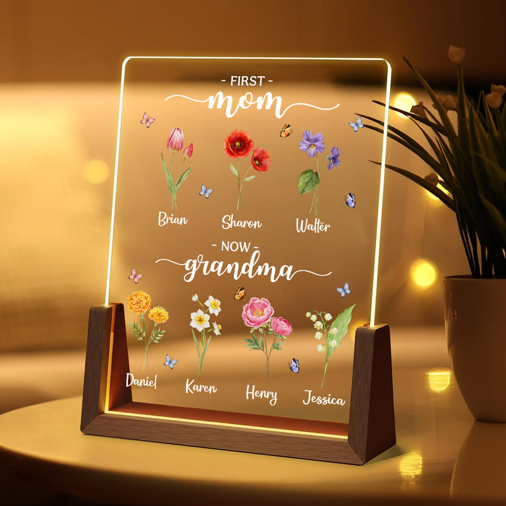 Custom Gift for Mom Grandma, Mother's Day Birthday • First Mom Now Grandma - Personalized Night Light