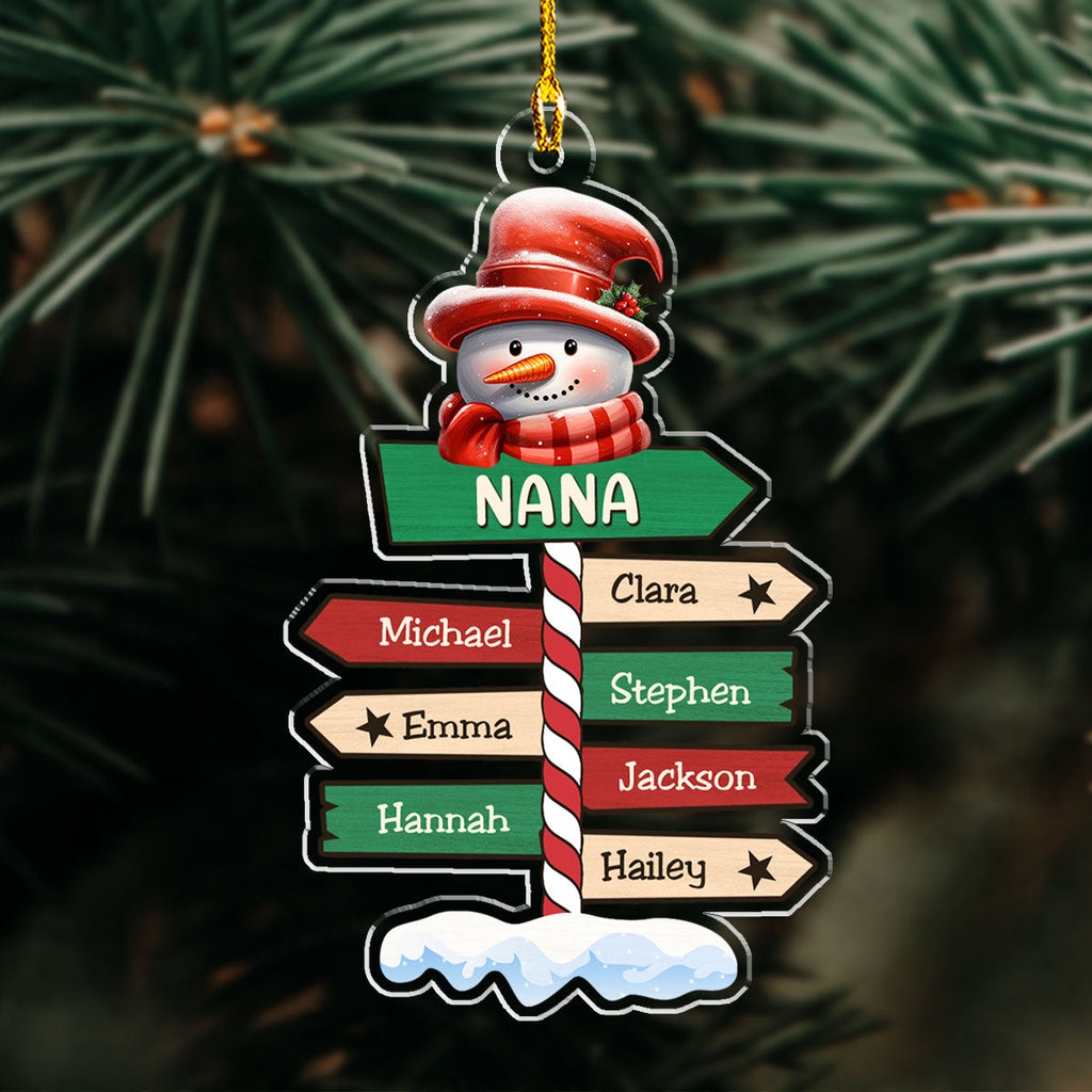 Custom Family Ornament, Christmas Gift for Family Members •  Grandma Pole Sign Christmas - Personalized Acrylic Ornament