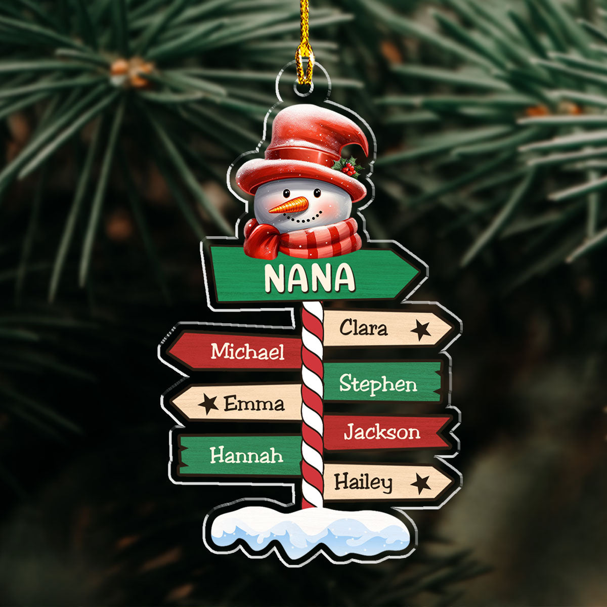 Custom Family Ornament, Christmas Gift for Family Members •  Grandma Pole Sign Christmas - Personalized Acrylic Ornament