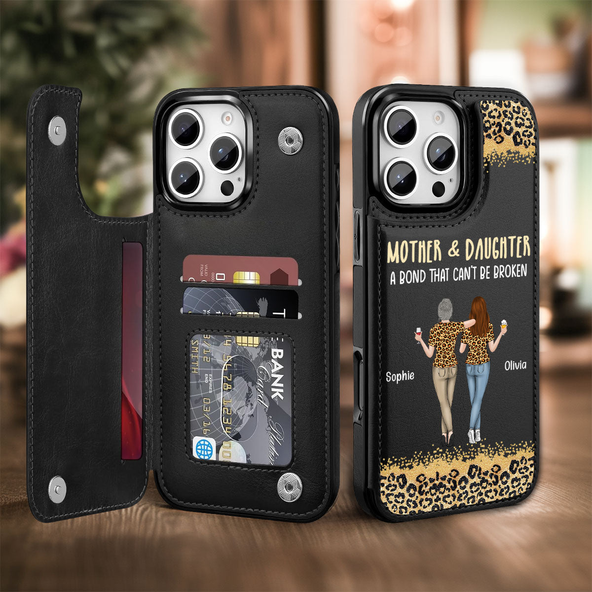 Mom And Daughter - Personalized Leather Phone Case