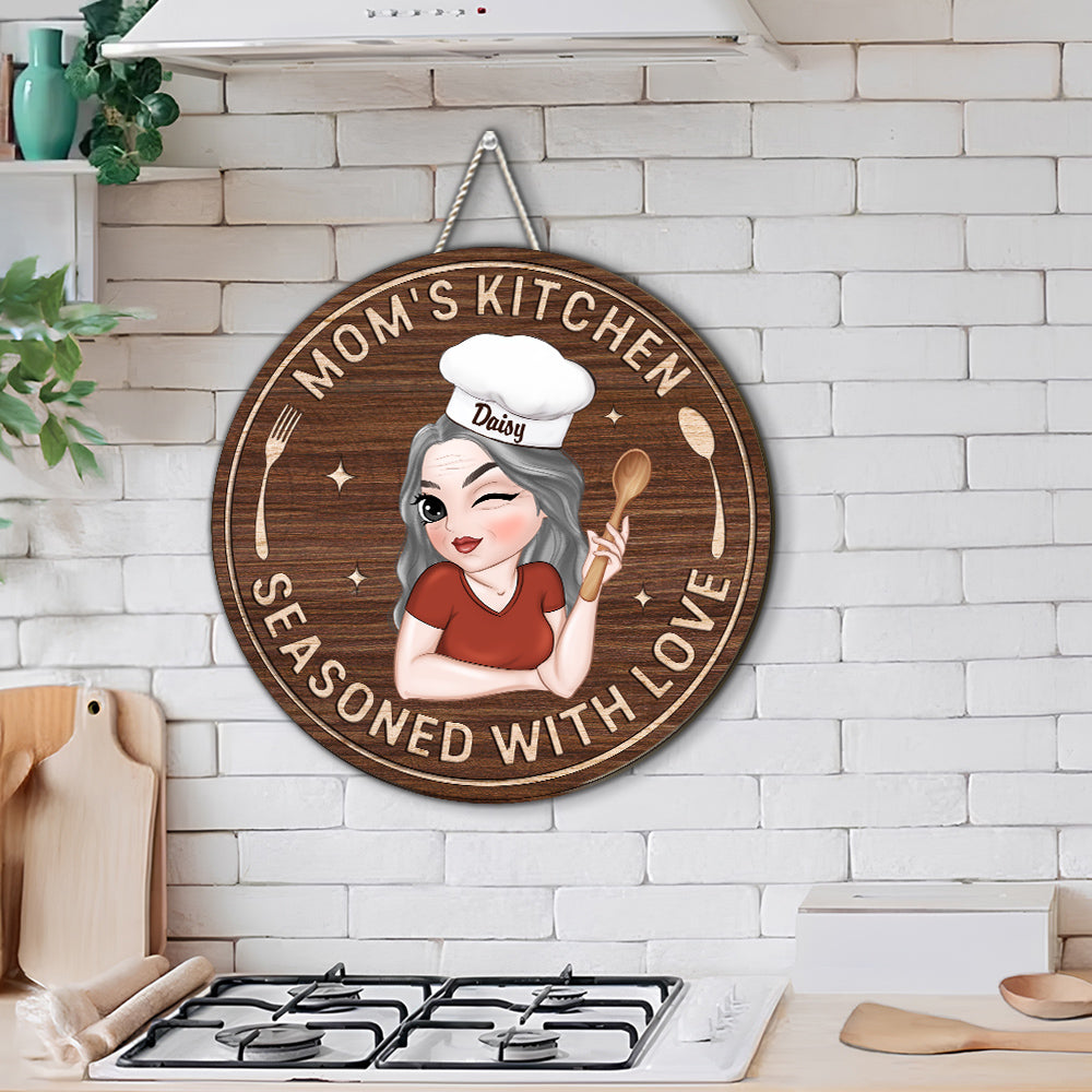 Custom Home & Wall Decor, Birthday & Christmas Gift • Mom Kitchen - Personalized Wood Sign