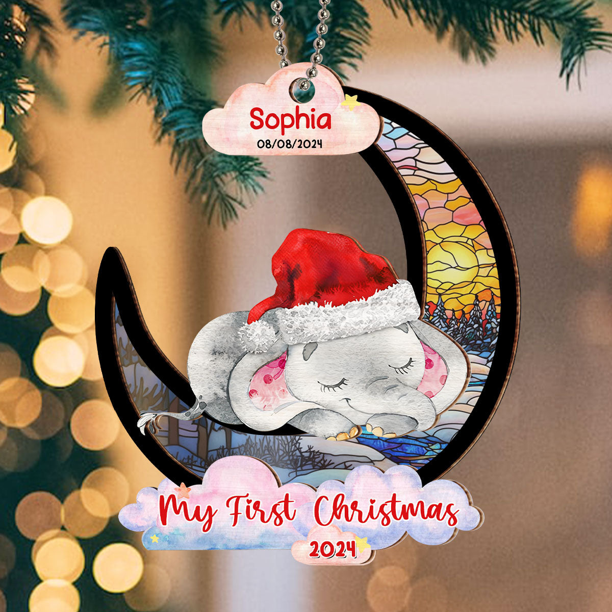 Custom Keepsake Christmas Ornament •  My First Christmas - Personalized Suncatcher Ornament