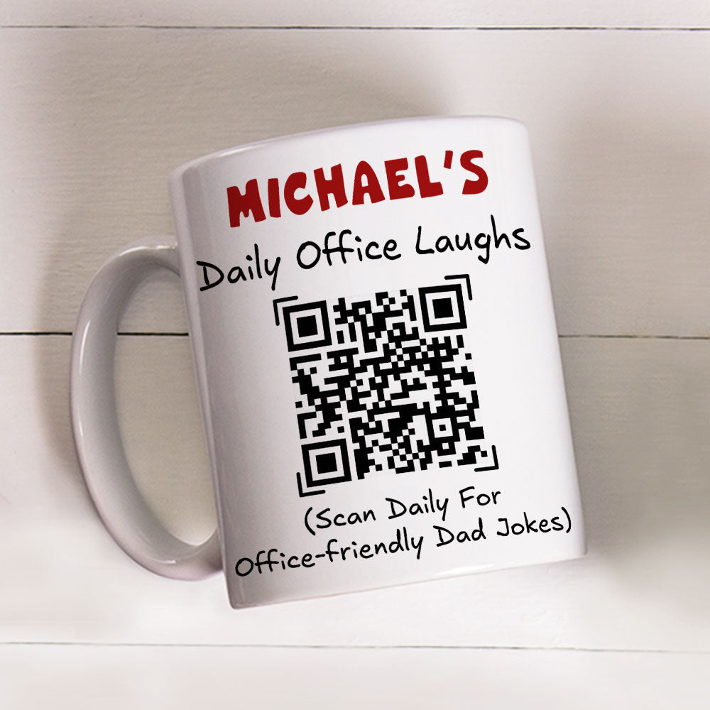 Custom Coworker, Christmas & Birthday Team Appreciation Gift • Scan And Laugh Dad Joke - Personalized Coffee Mug
