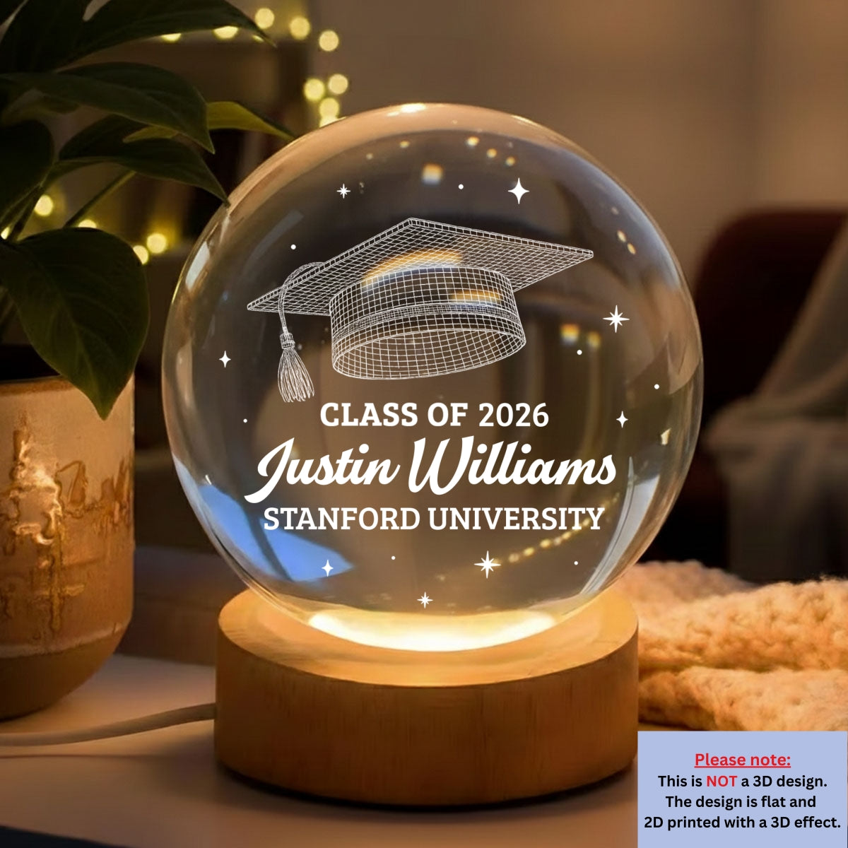 Class Of Graduation - Personalized Crystal Globe Lamp