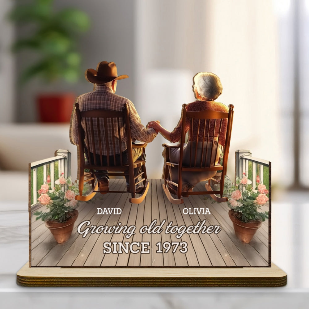 Custom Couple's Decor, Anniversary & Wedding Gift • Porchside Bliss - Personalized 2-Layer Wood Plaque With Flat Base