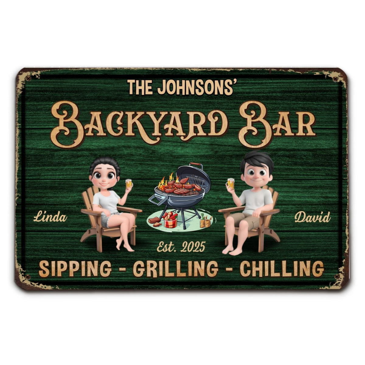 Custom Family Summer Backyard, Patio & Porch Decor • We At Pool And Patio - Personalized Metal Sign