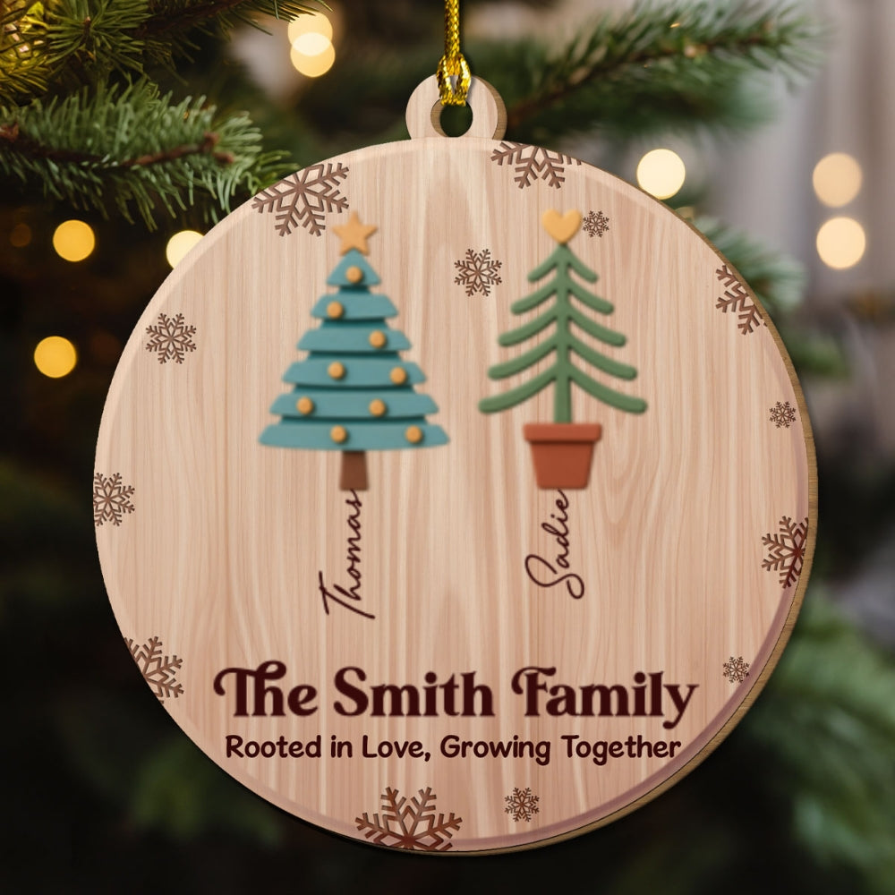 Custom Family Ornament, Christmas Gift for Family Members •  Love Makes Our Roots Strong - Personalized 2-layered Wood Ornament
