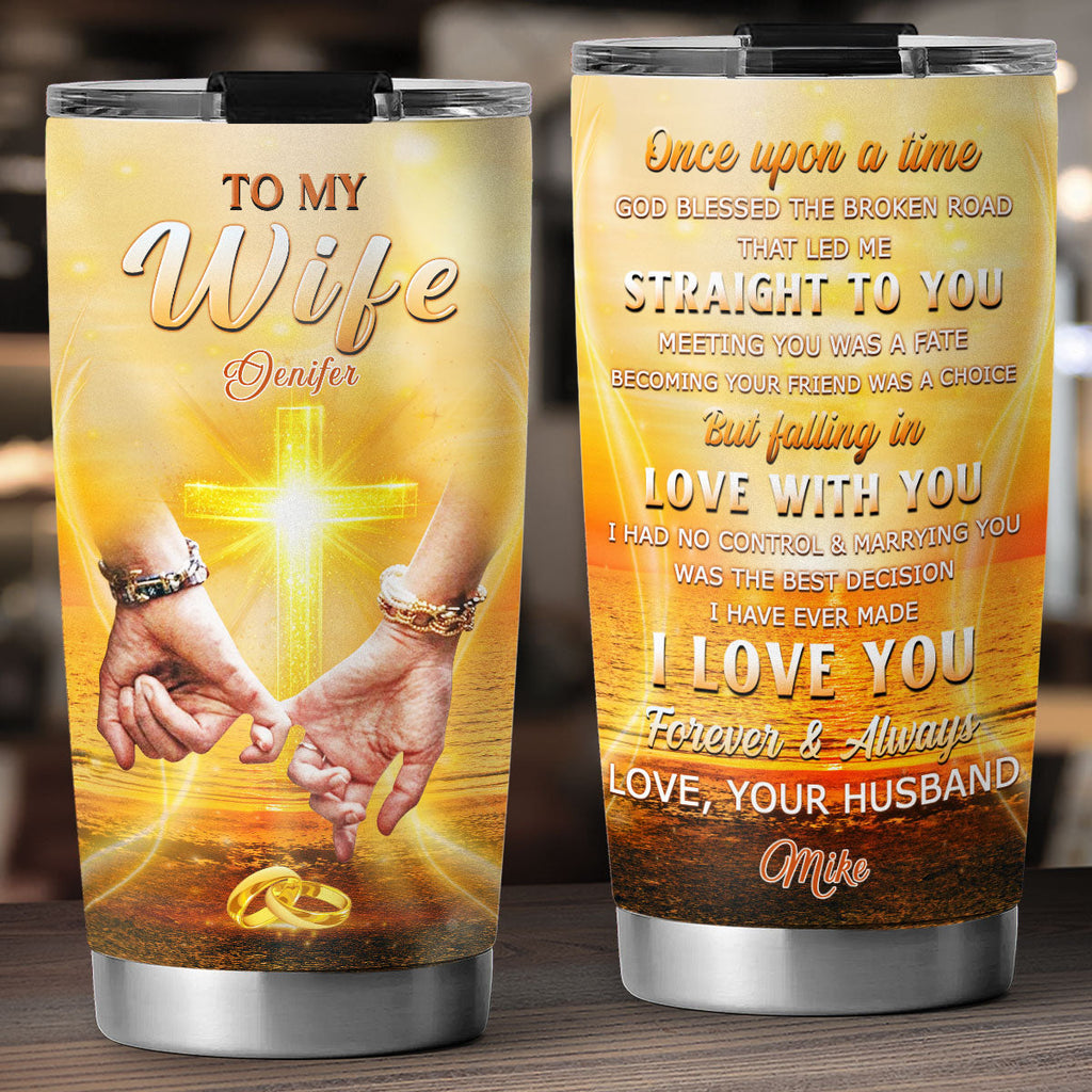 Custom Christmas Anniversary Gifts For Wife • God Blessed You And Me - Personalized Tumbler