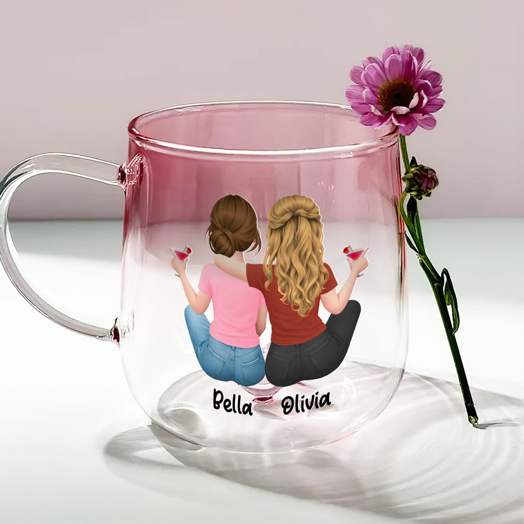 Custom Best Friend, Christmas & Birthday Friendship Keepsake Gift • Look At You Getting Married - Personalized Pink Gradient Glass Mug