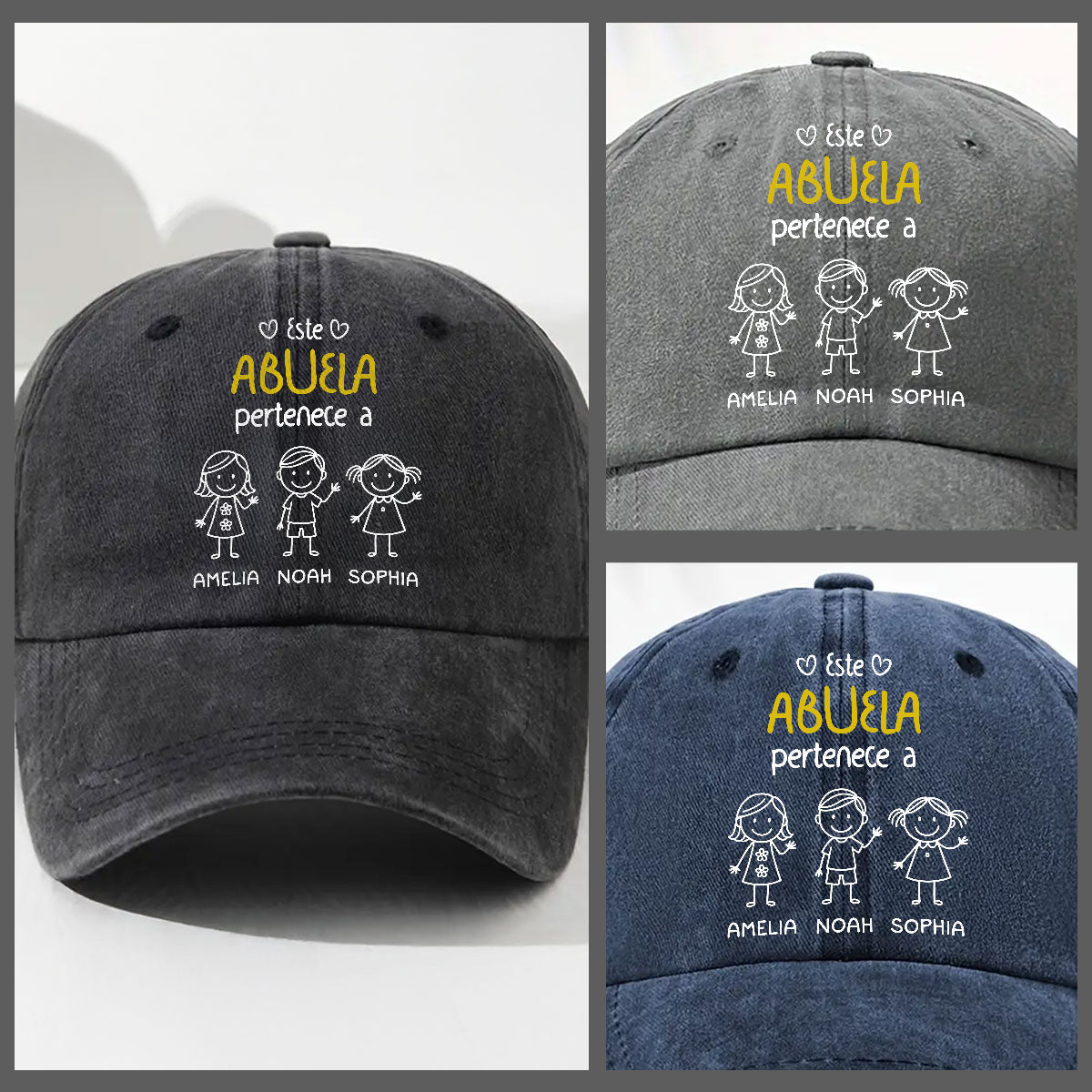 Este Abuelo Papá Pertenece A versión 2 - Gorra de Mezclilla Vintage Lavada Personalizada