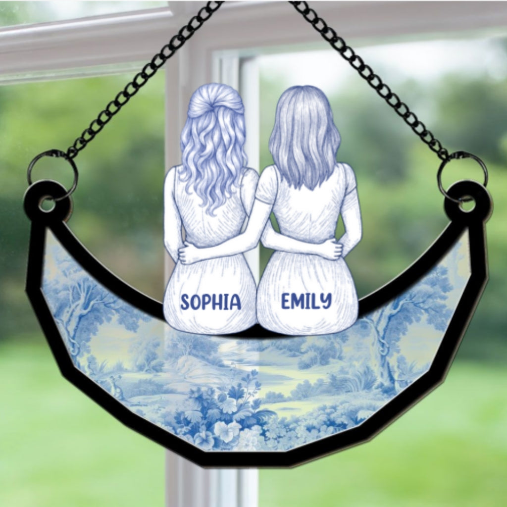 Custom Best Friend Hanging Decor, Friendship Birthday Gifts • Bestie For A Lifetime - Personalized Suncatcher