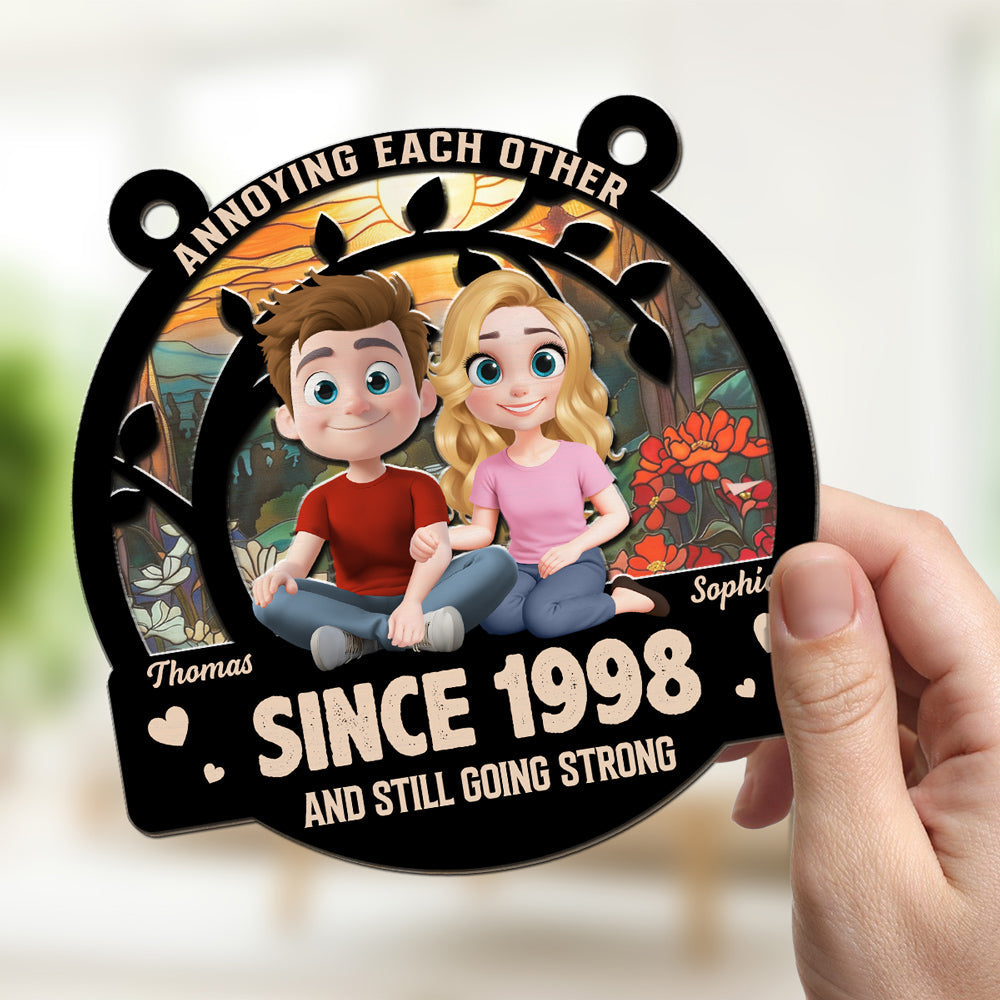 Custom Couple Hanging Decor, Anniversary Valentine's Day Gifts • Long Lasting Love - Personalized Suncatcher