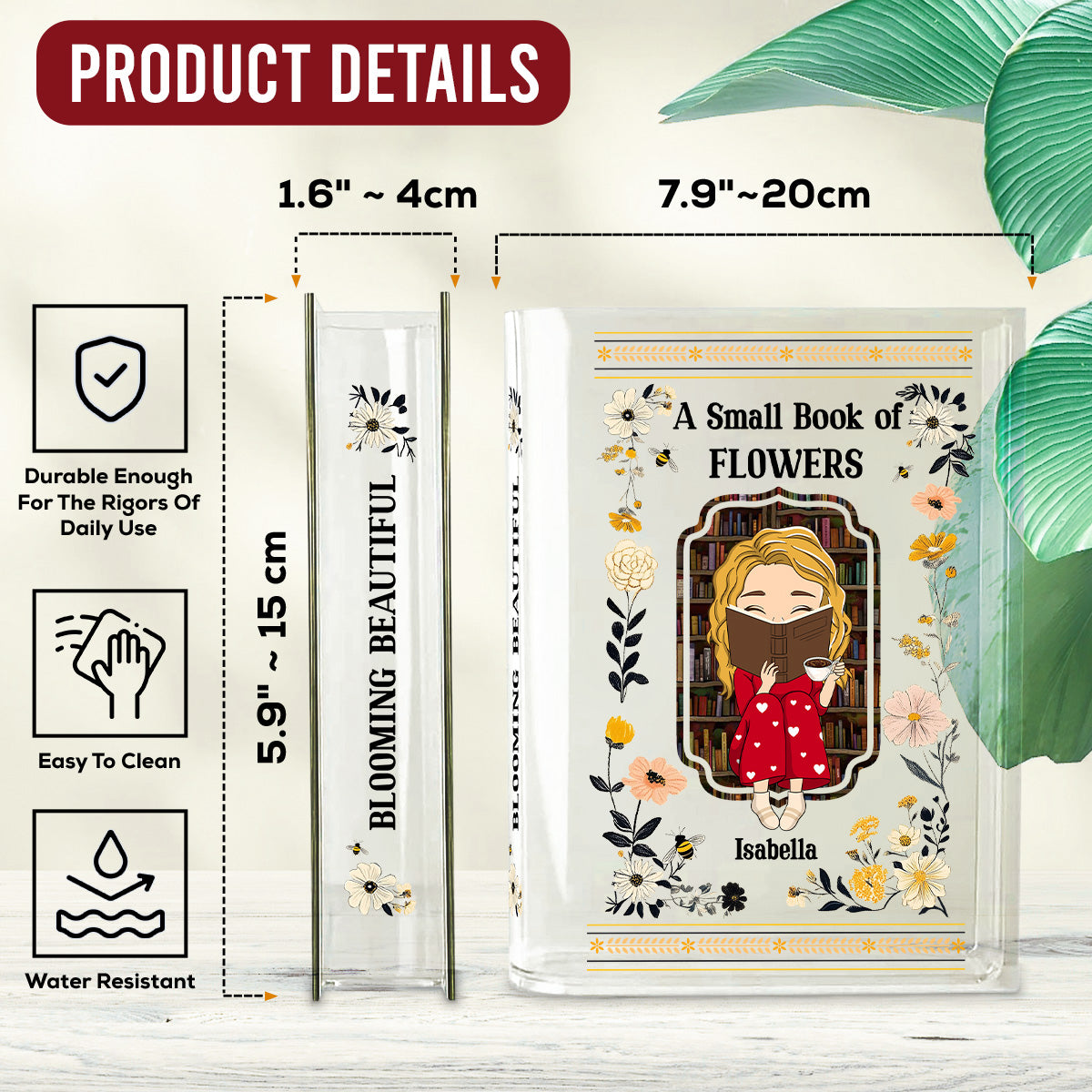 A Small Book Of Flowers - Personalized Acrylic Book Vase